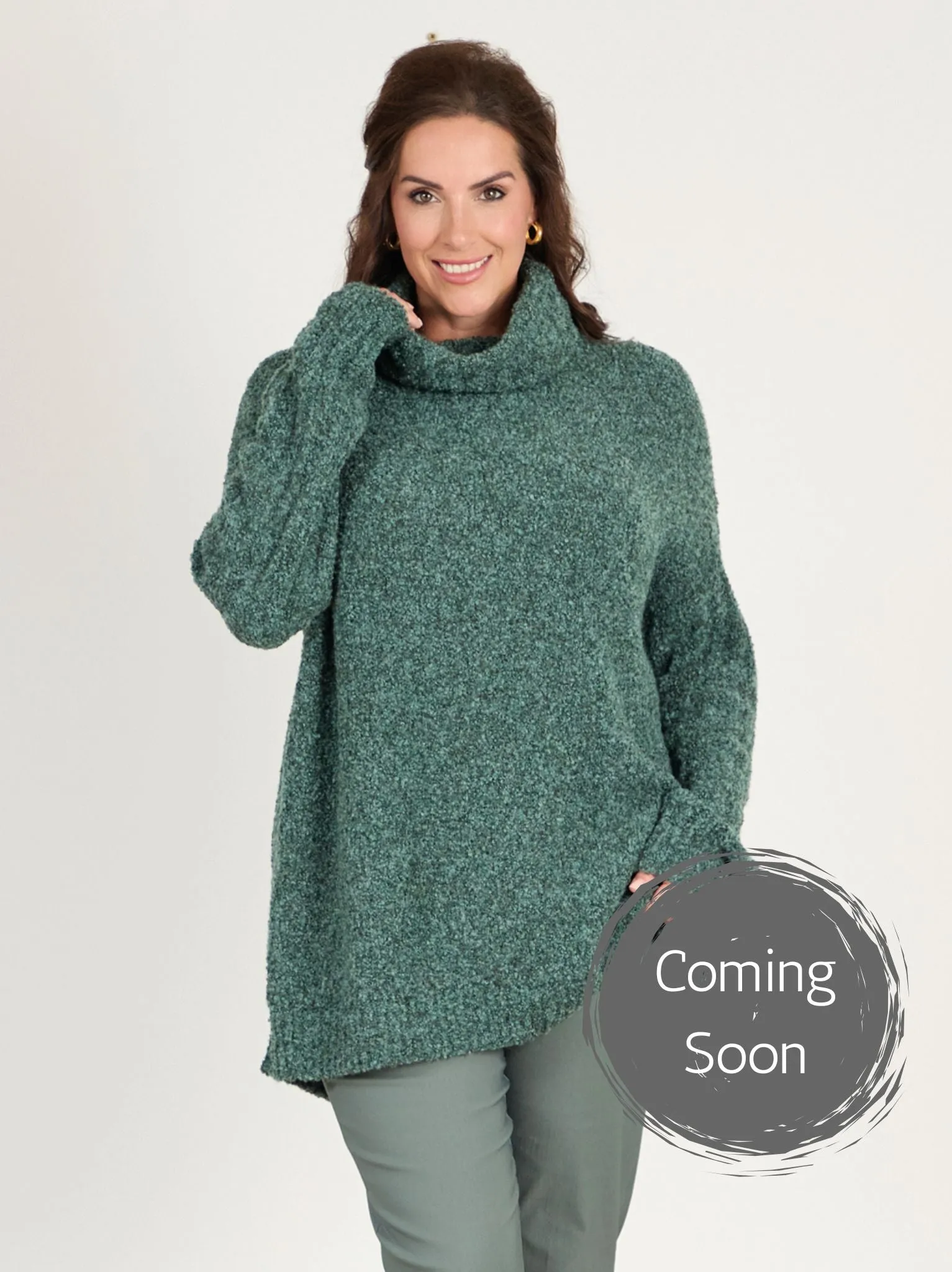 Melissa Boucle Jumper - Sage Tailored Silhouette