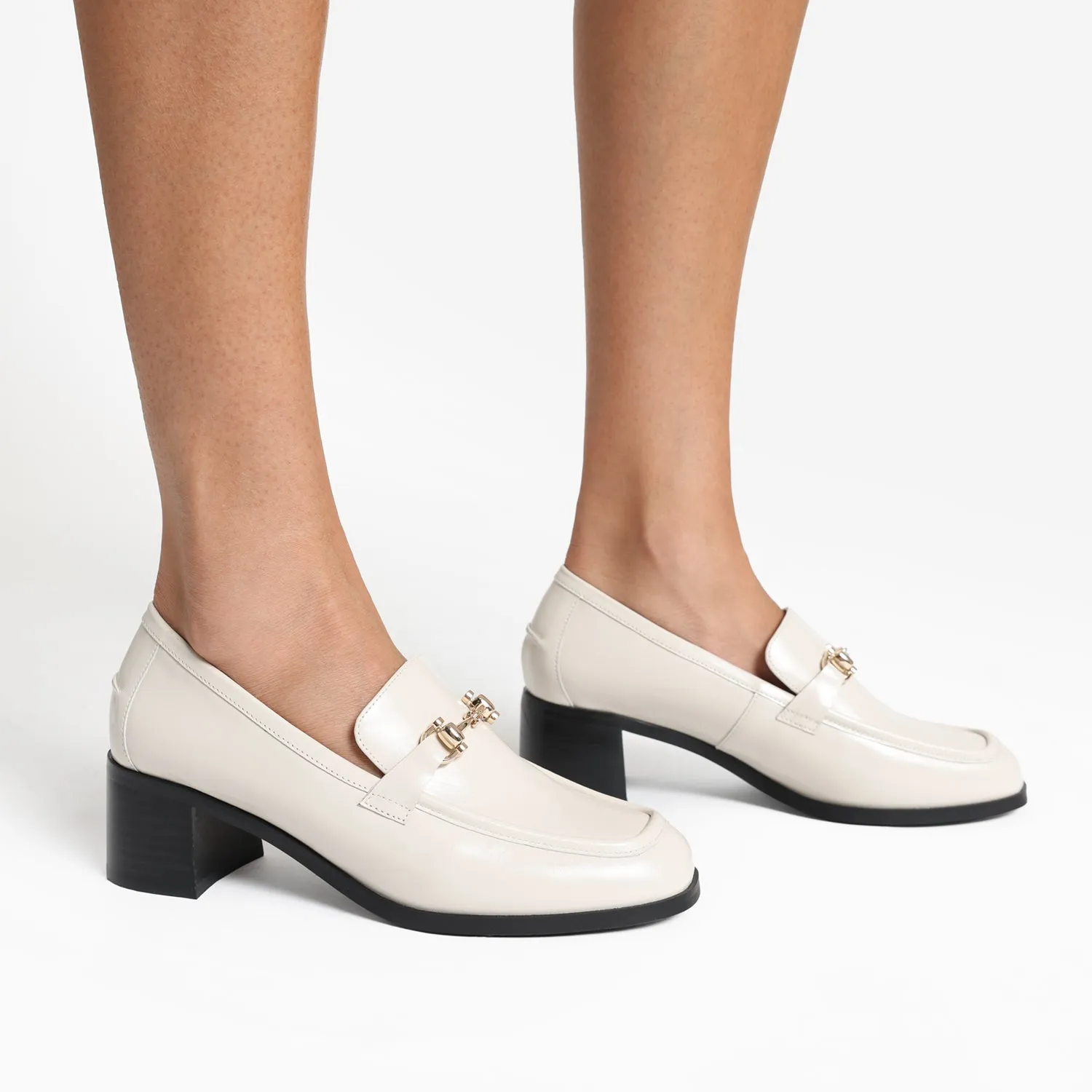 Bremen Loafer | Ivory oiled leather Teddy Heel Boots Holiday Heels
