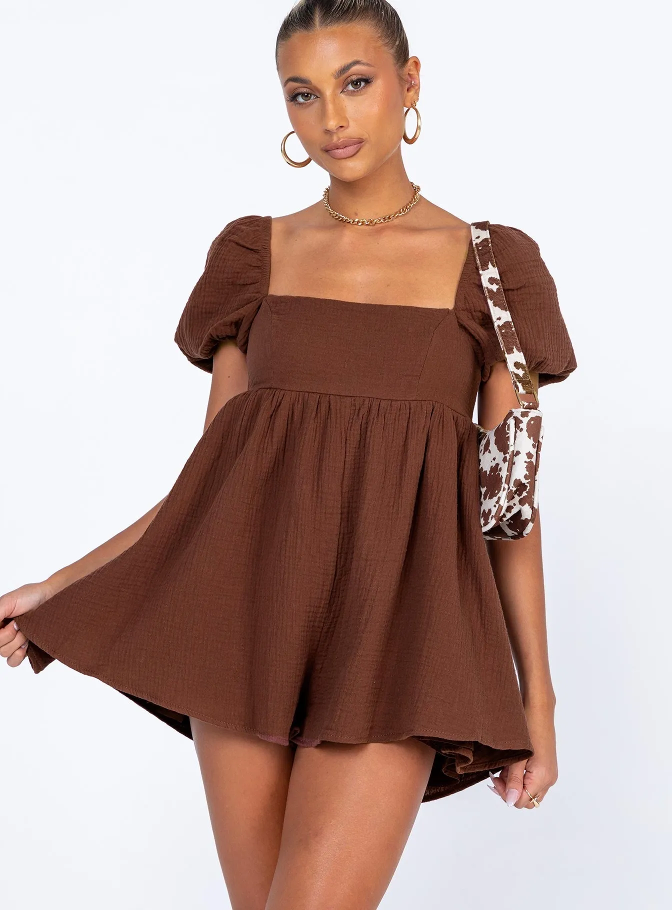 Sophisticated Tailoring Lorna Playsuit Brown