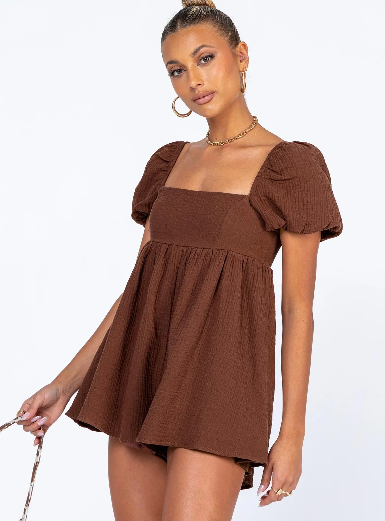 Feminine Line Lorna Playsuit Brown