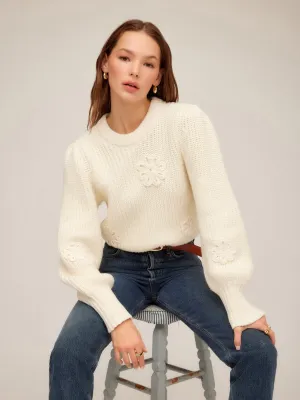 Layering Piece Modern Warmth Brylee Crochet Flower Detail Sweater