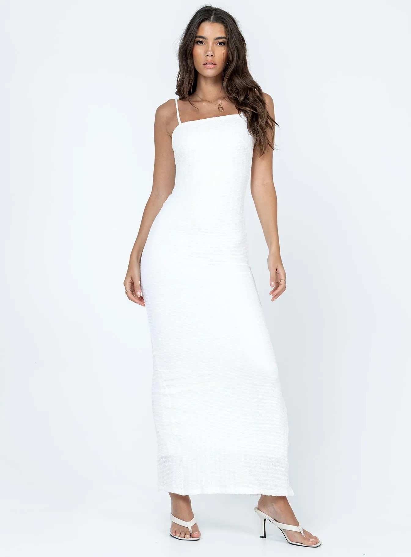 Buella Maxi Dress White Relaxed Layer Shine Dressy