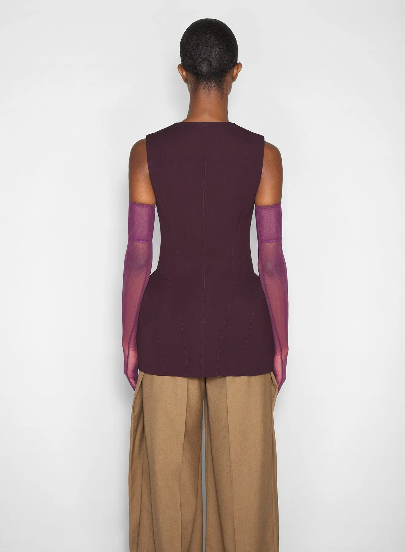 burgundy corseted pierced vest All Day Comfort Design