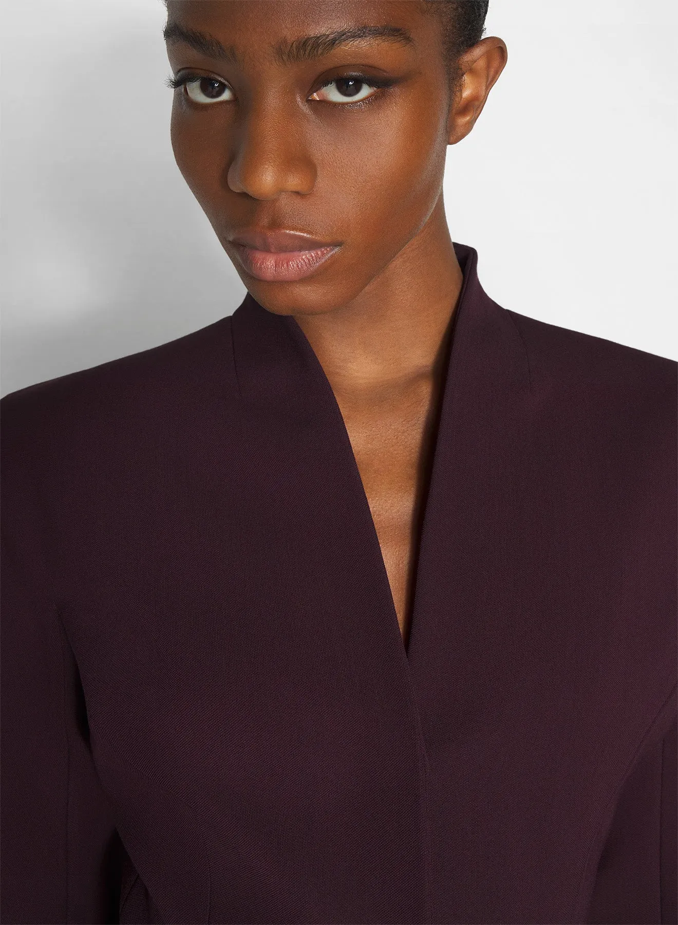 burgundy flared wool jacket Three Layer Laminate Cool Season