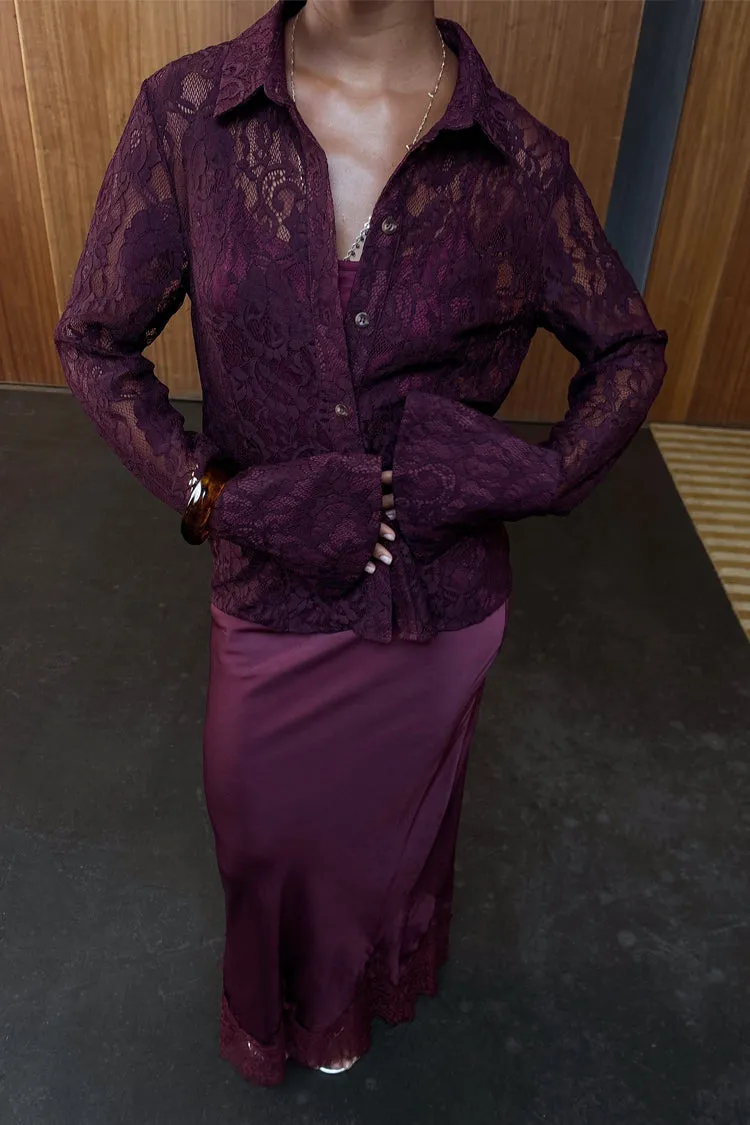 Burgundy Lace Shirt Chilly Comfort Wear