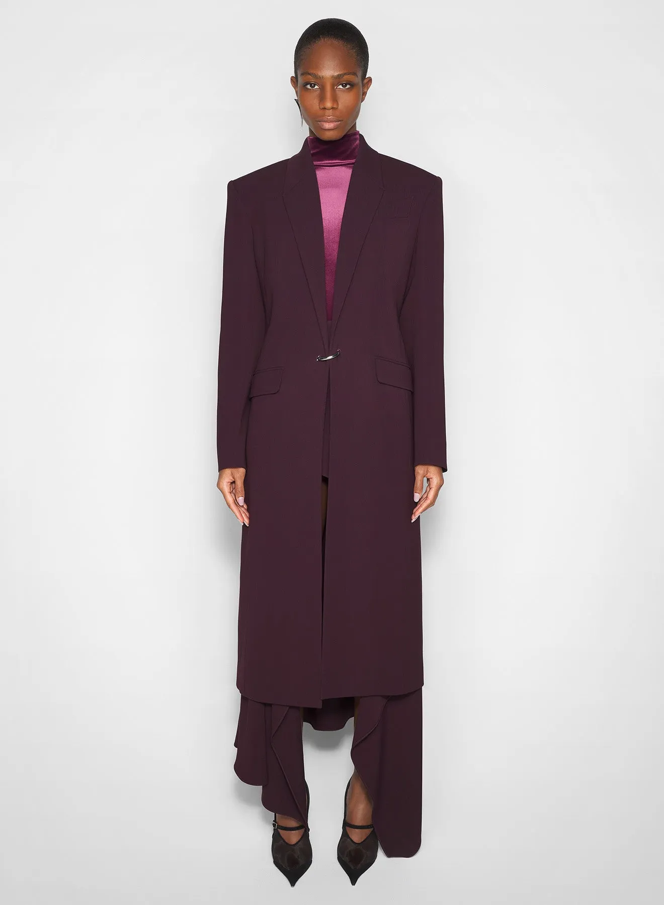 Glow In Dark Trims Tech Use burgundy pierced tailored coat