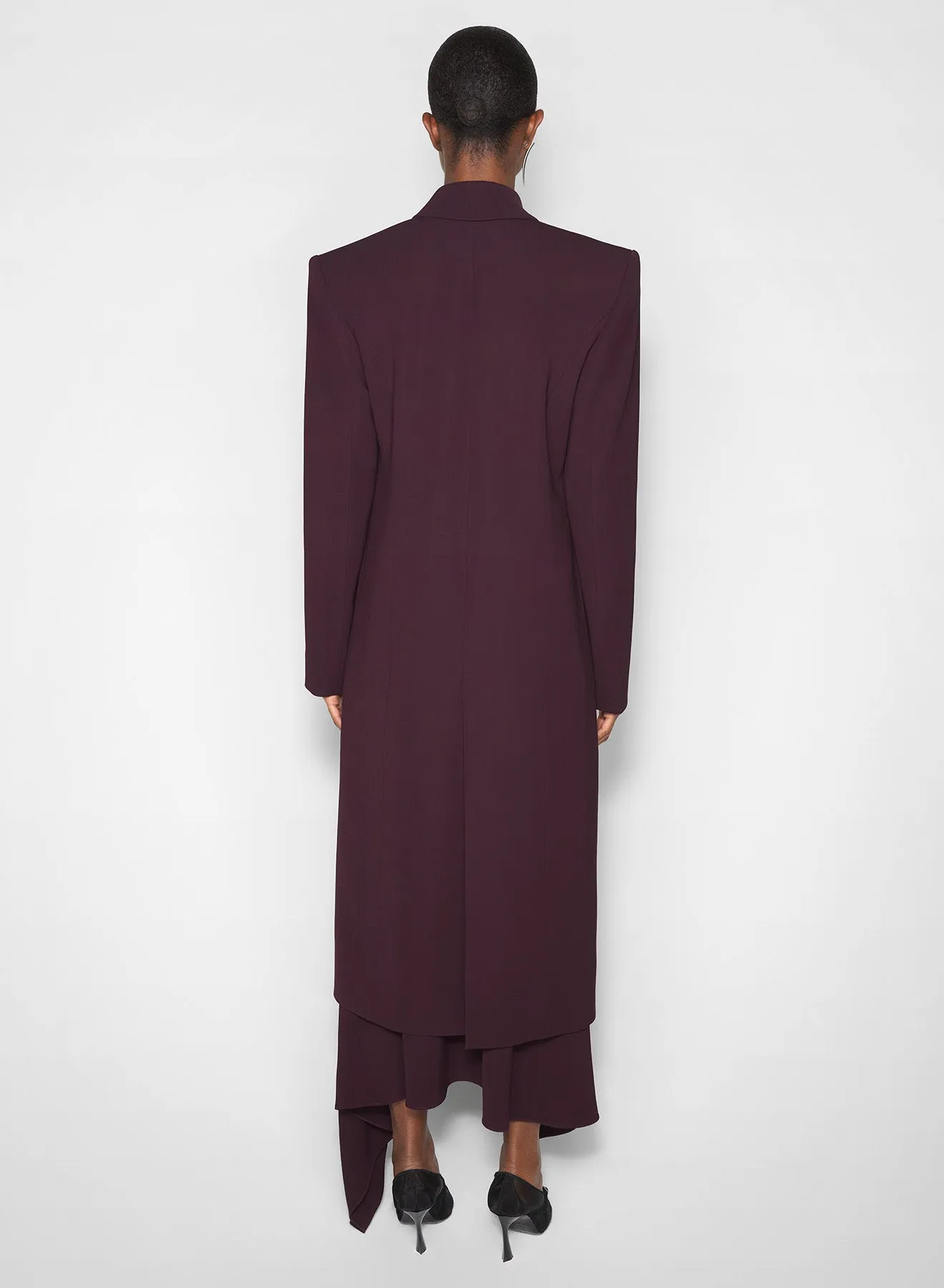 AdjustableDrawcordHem burgundy pierced tailored coat