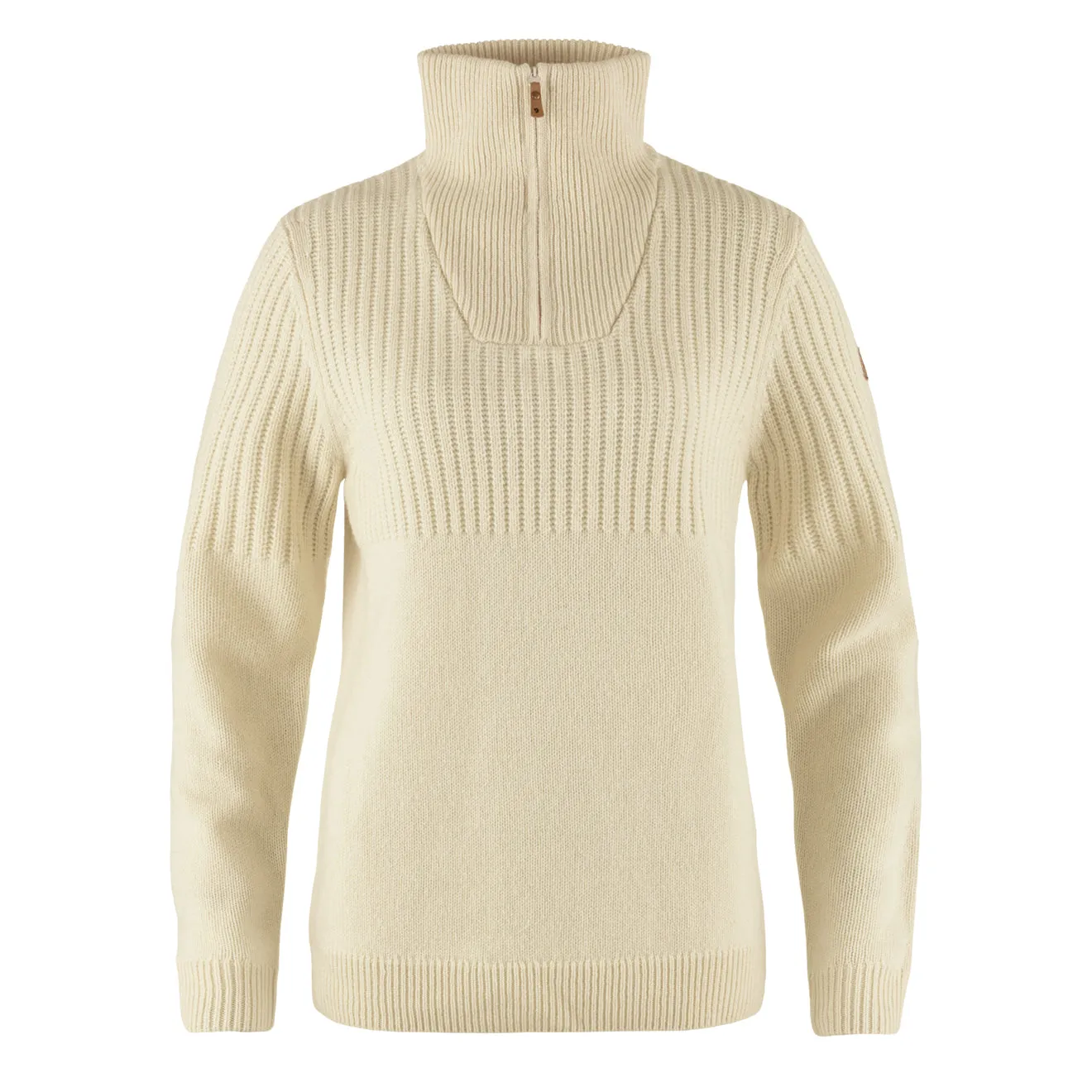 Fjallraven Womens Ovik Half Zip Knit Chalk White LowCarbon Footprint Textile