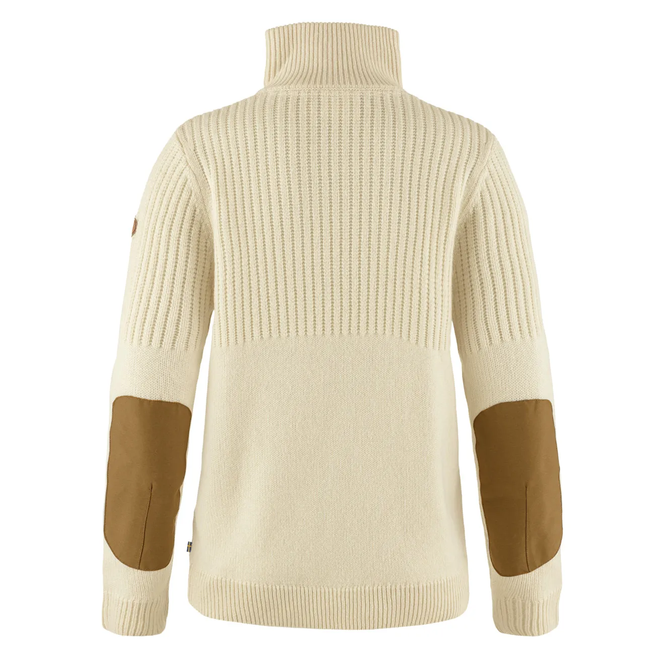 Fjallraven Womens Ovik Half Zip Knit Chalk White Textured Slub Yarn High Elasticity