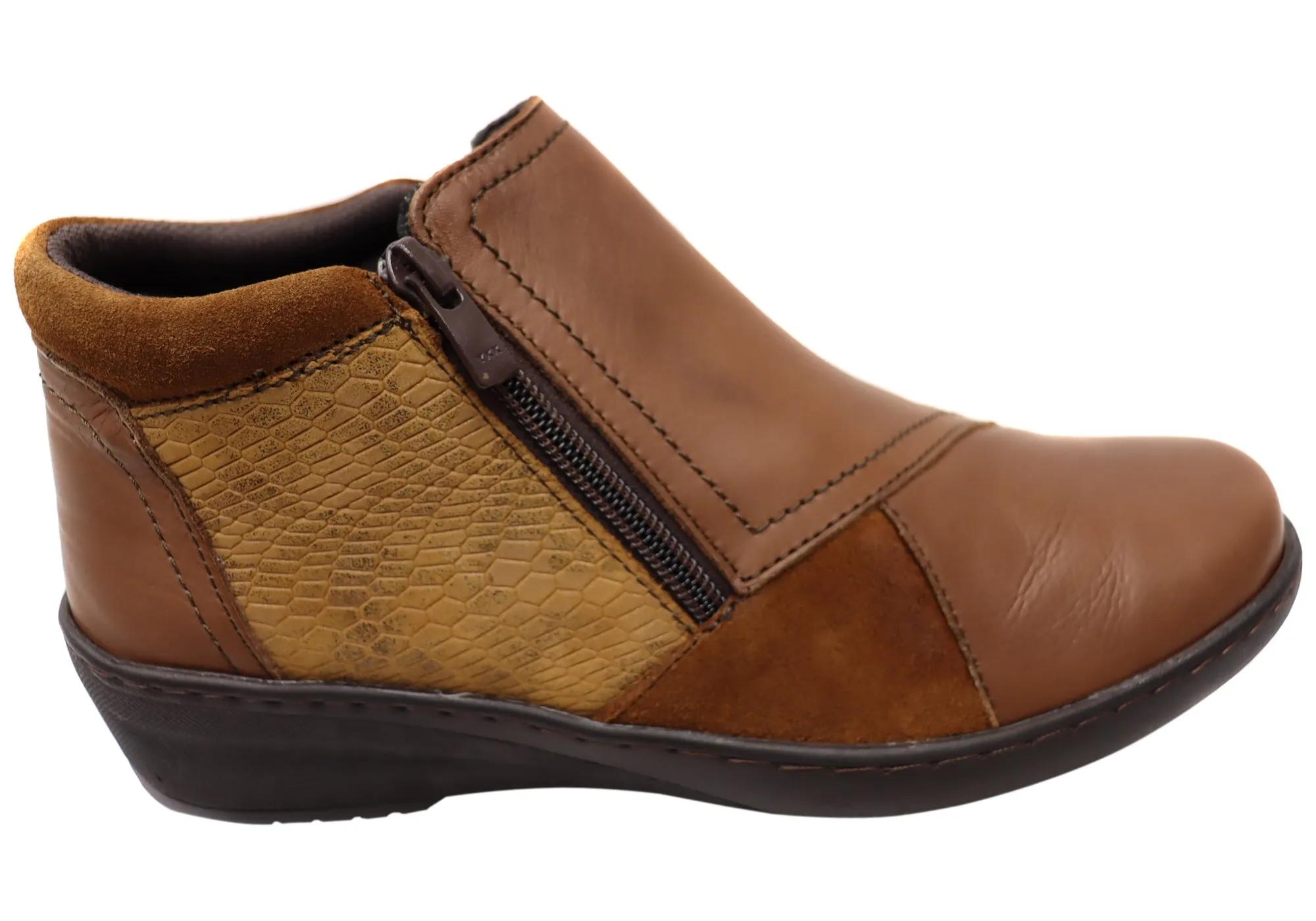 Cabello Comfort CP462-18 Womens European Comfortable Leather Boots Protective Finish Comfort Seeker Elastic