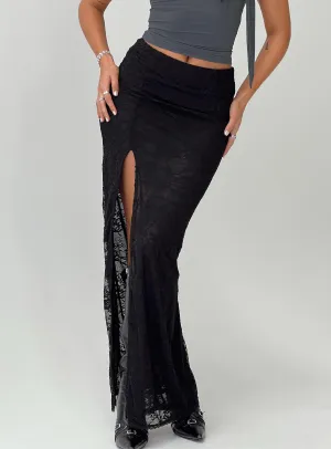 Calathea Lace Maxi Skirt Black Outfit Details Sleek Flow