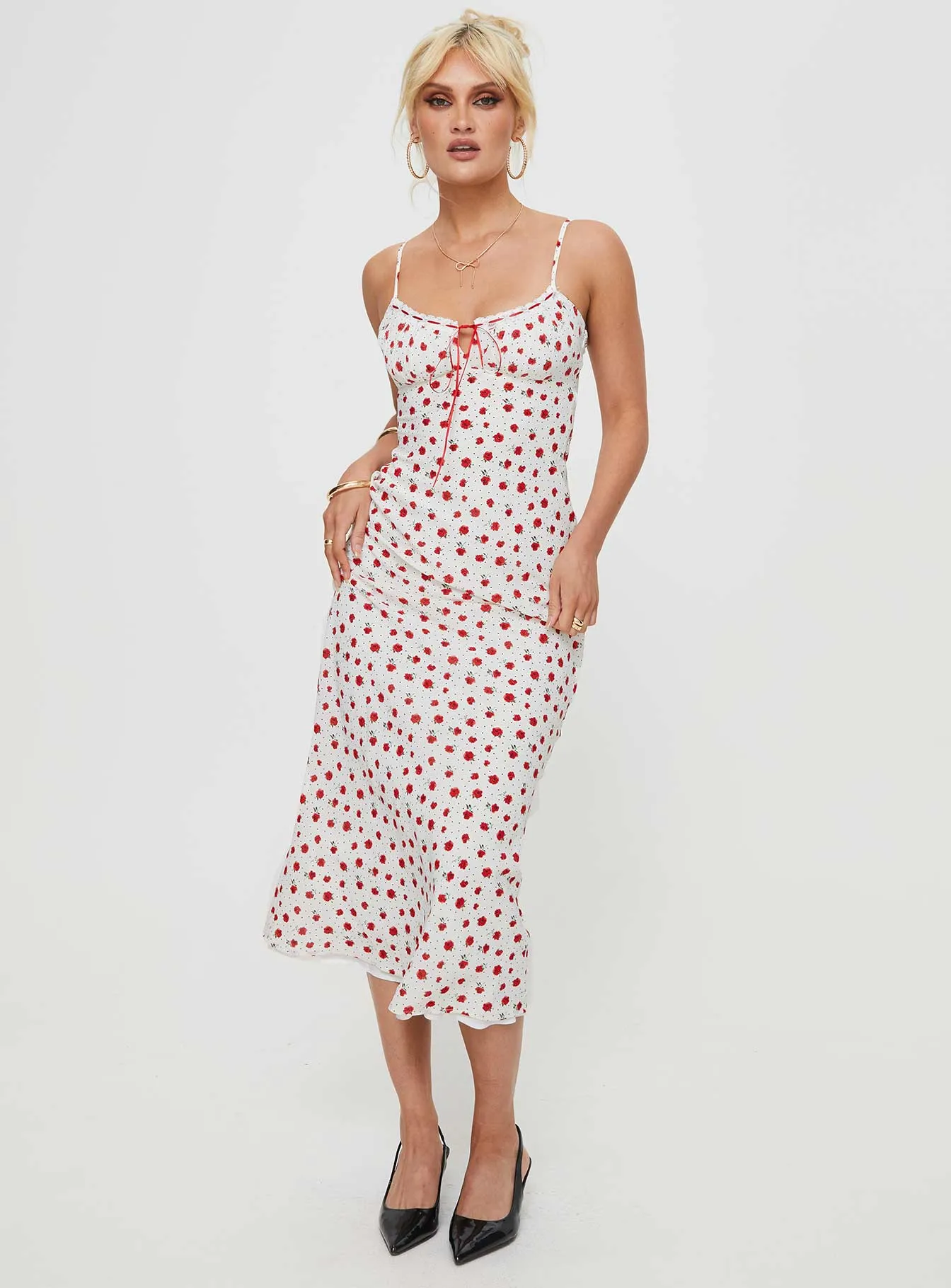 Quick Glam Caldwell Maxi Dress White / Red