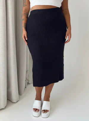 Zanna Midi Skirt Black Curve Influencer Style Simple Layer
