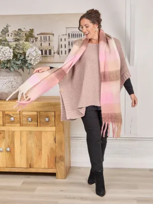 FrictionReduced Sleeve Construction Urban Trendy Camilla Moss Stitch Poncho - Dusty Pink