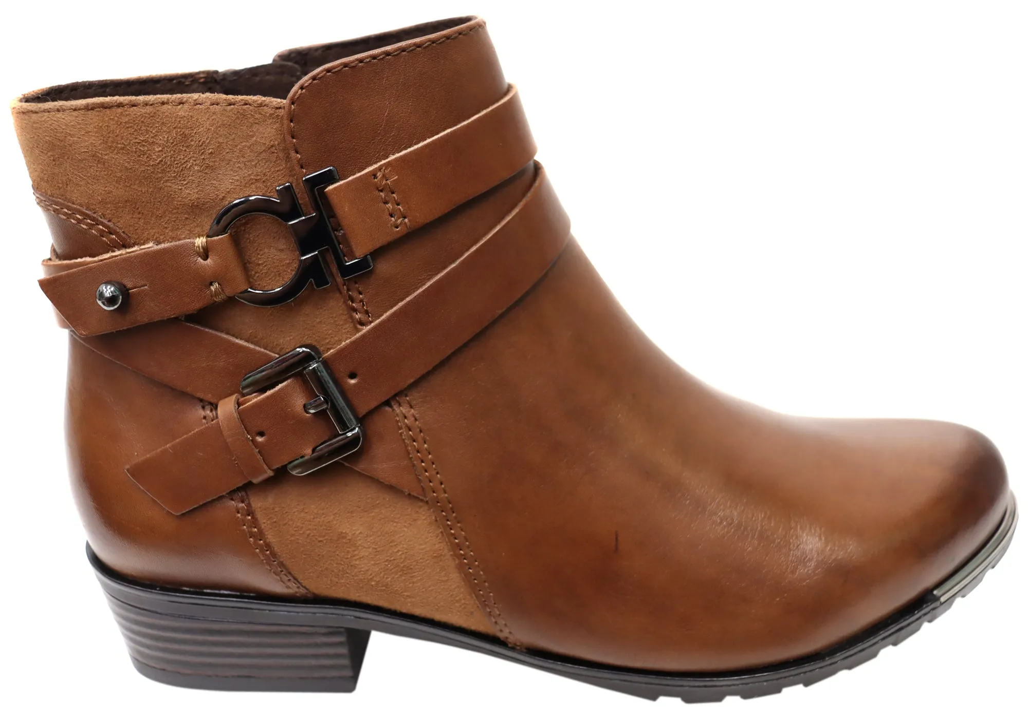 Comfort Fit Stage Show Caprice Nadine Womens Wide Fit Comfortable Leather Ankle Boots