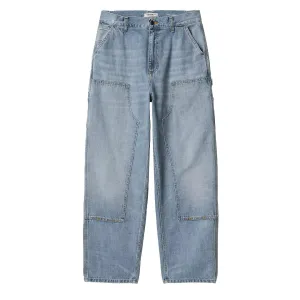 Carhartt WIP Womens Brandon Double Knee Pant Blue Burst Washed Roomy Fit High Rise Design