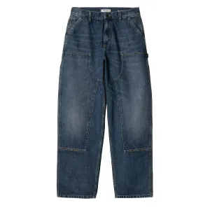 Carhartt WIP Womens Brandon Double Knee Pant Blue Dark Used Wash Classic Fit Basic Stretch