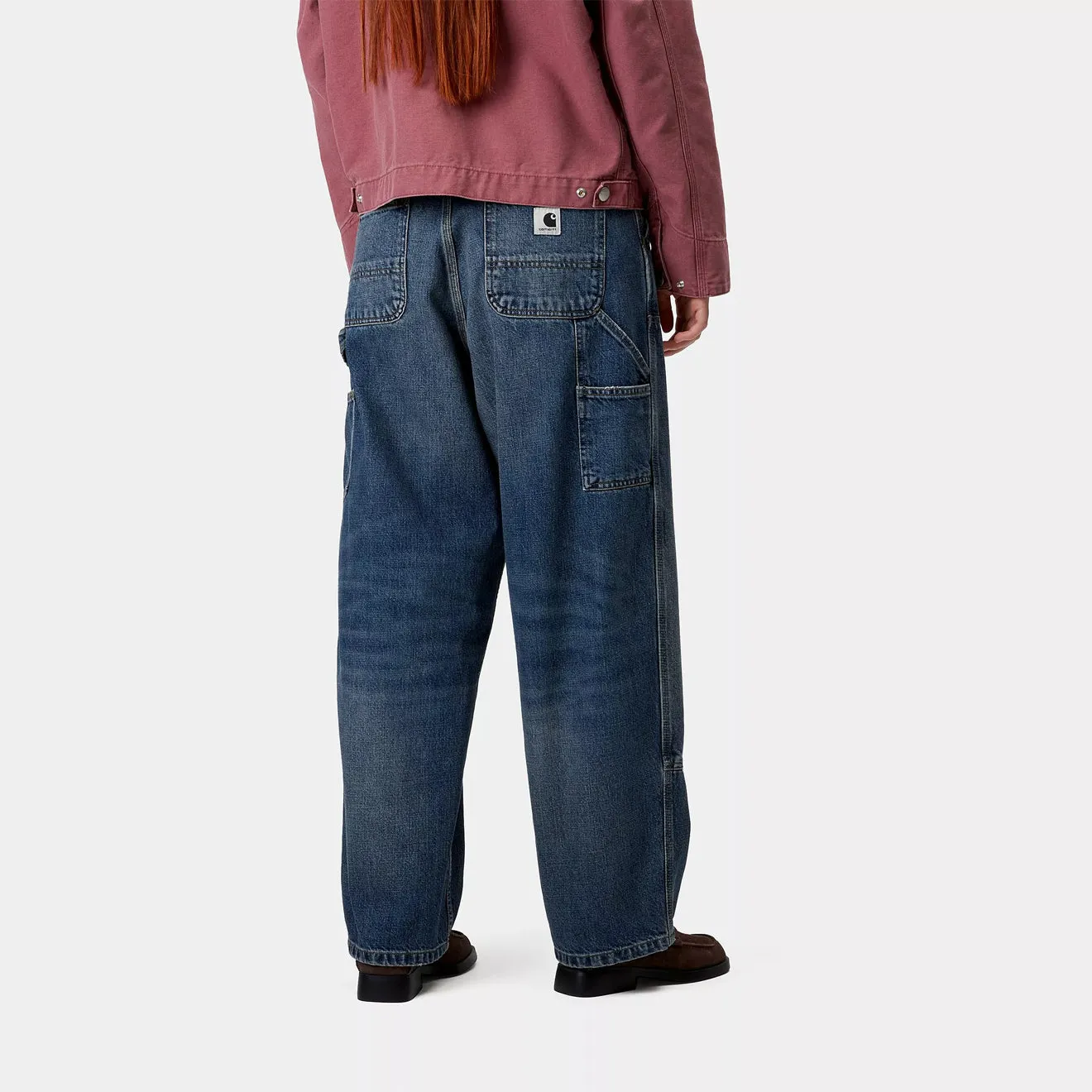 Carhartt WIP Womens Brandon Double Knee Pant Blue Dark Used Wash Adjustable loop