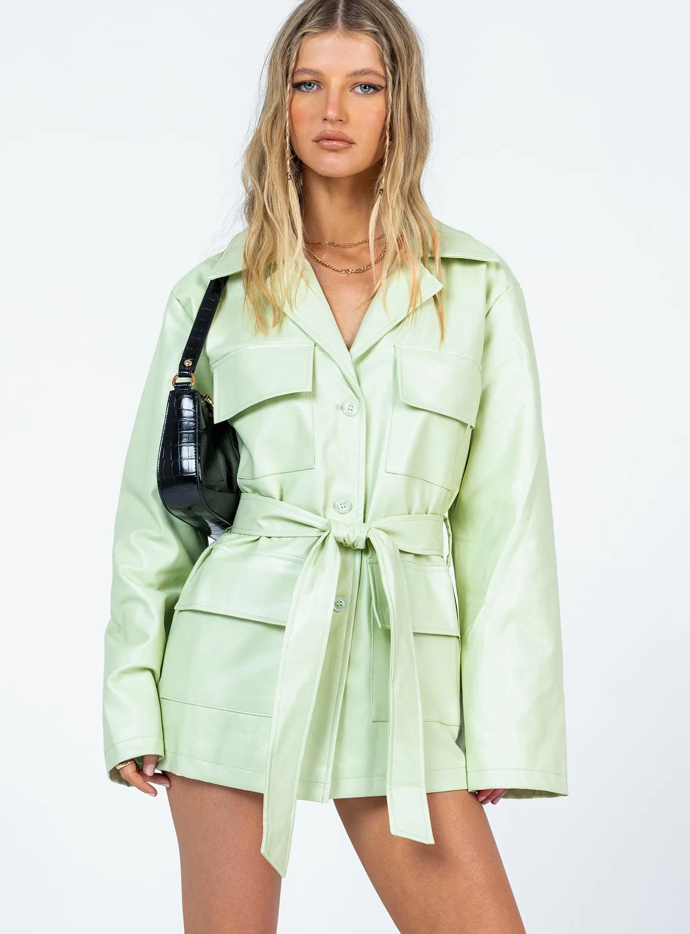 Trend Smart Carter PU Coat Green