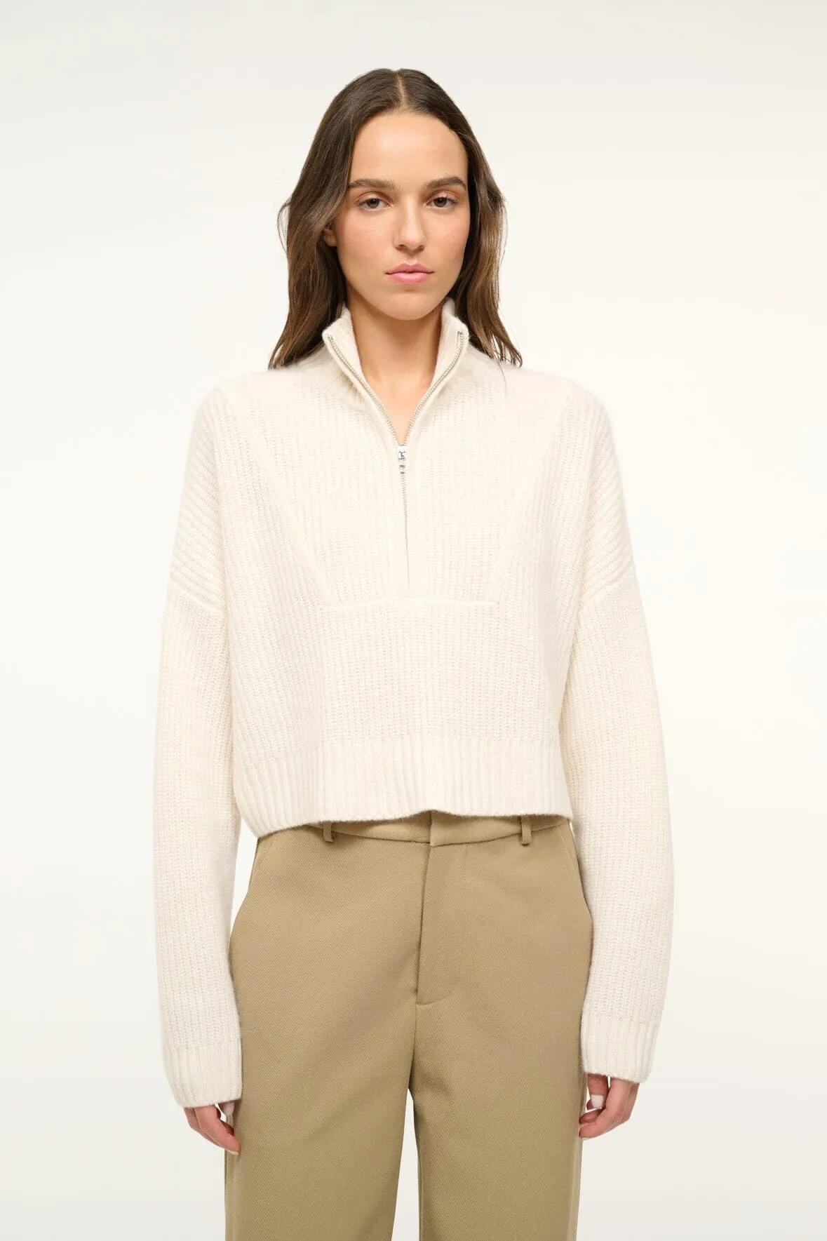 Smooth Seam GarmentSpecific Storage Solutions CASHMERE CROPPED HAMPTON SWEATER | IVORY