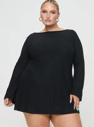 Lukea Long Sleeve Mini Dress Black Curve Daywear Mood