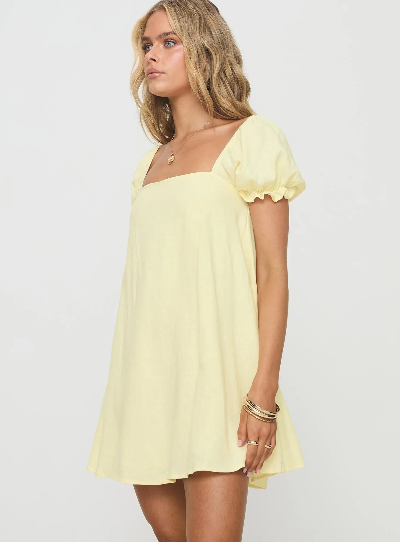 Easy Comfort Relax Line Beyond Linen Blend Mini Dress Yellow