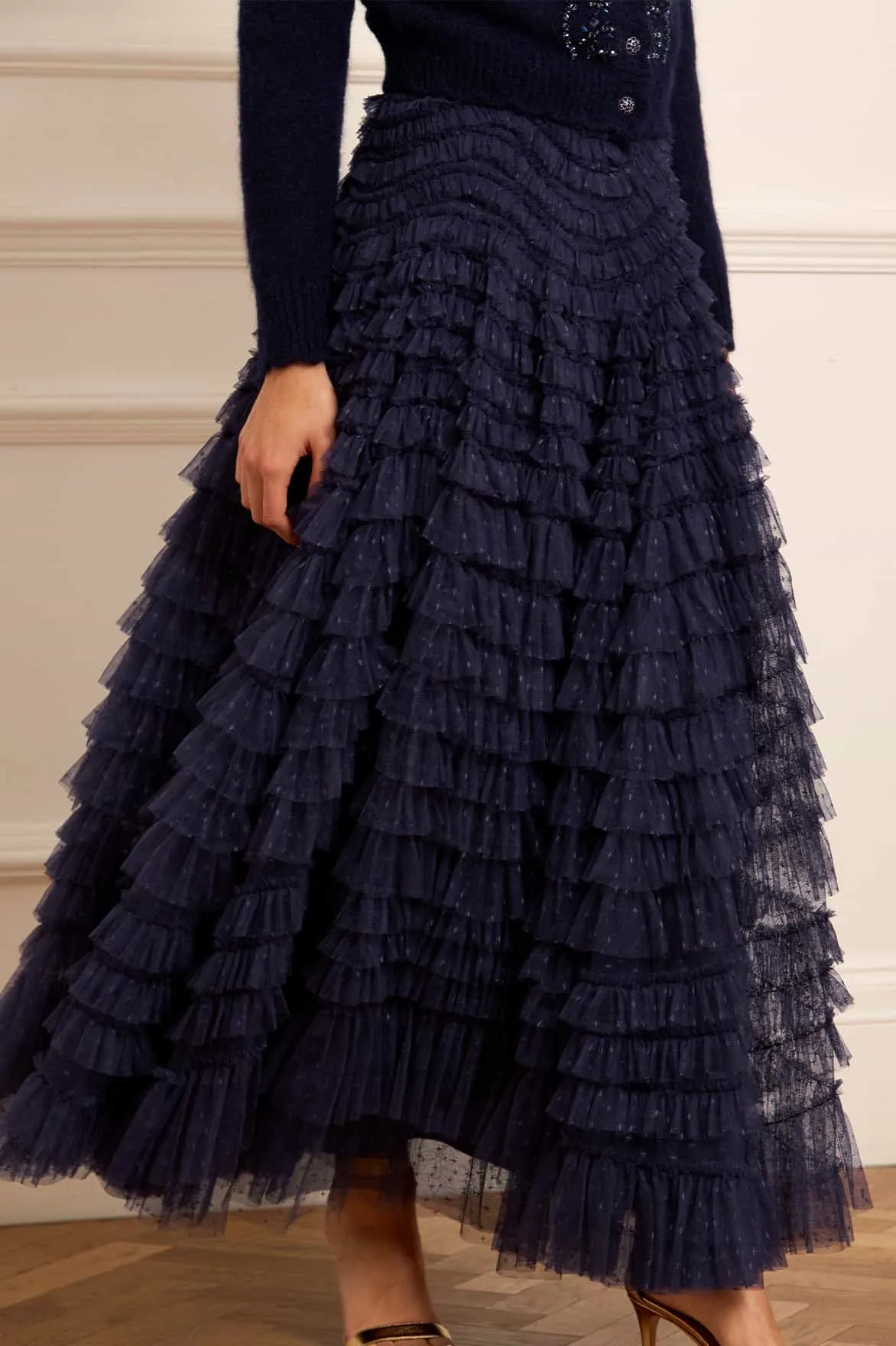 Unique Feature Roll Up Fasten Hattie Ruffle Ankle Skirt