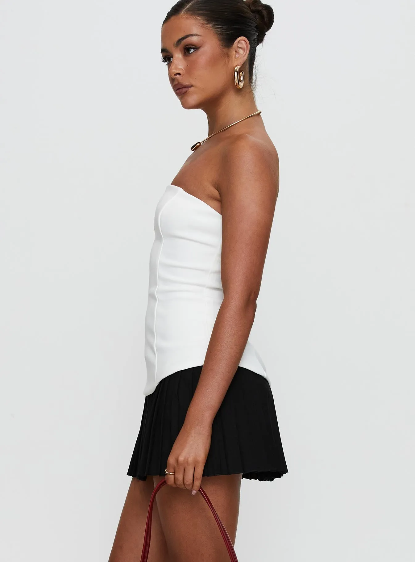 Obsessed Strapless Mini Dress White Minimal Design City Mood
