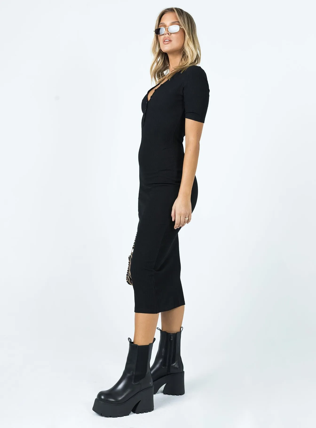 Chanted Midi Dress Black Resort Vibes Pure Fit