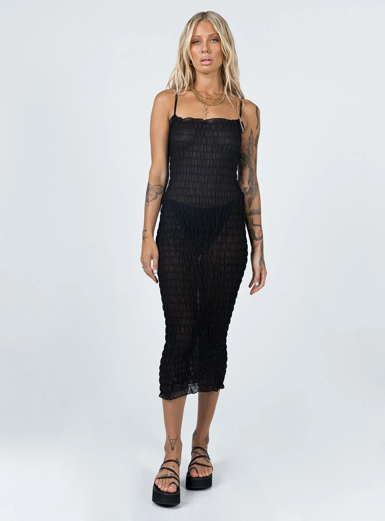 Fashionable Look Charmed Midi Dress Black