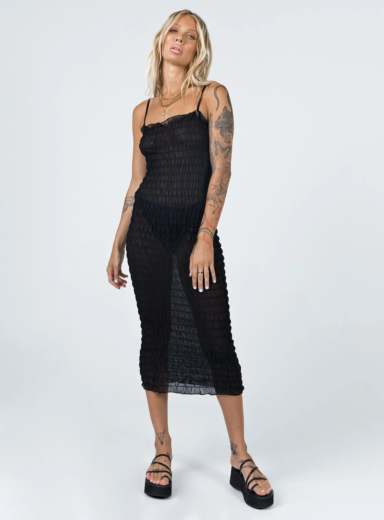Charmed Midi Dress Black Breezy Comfort