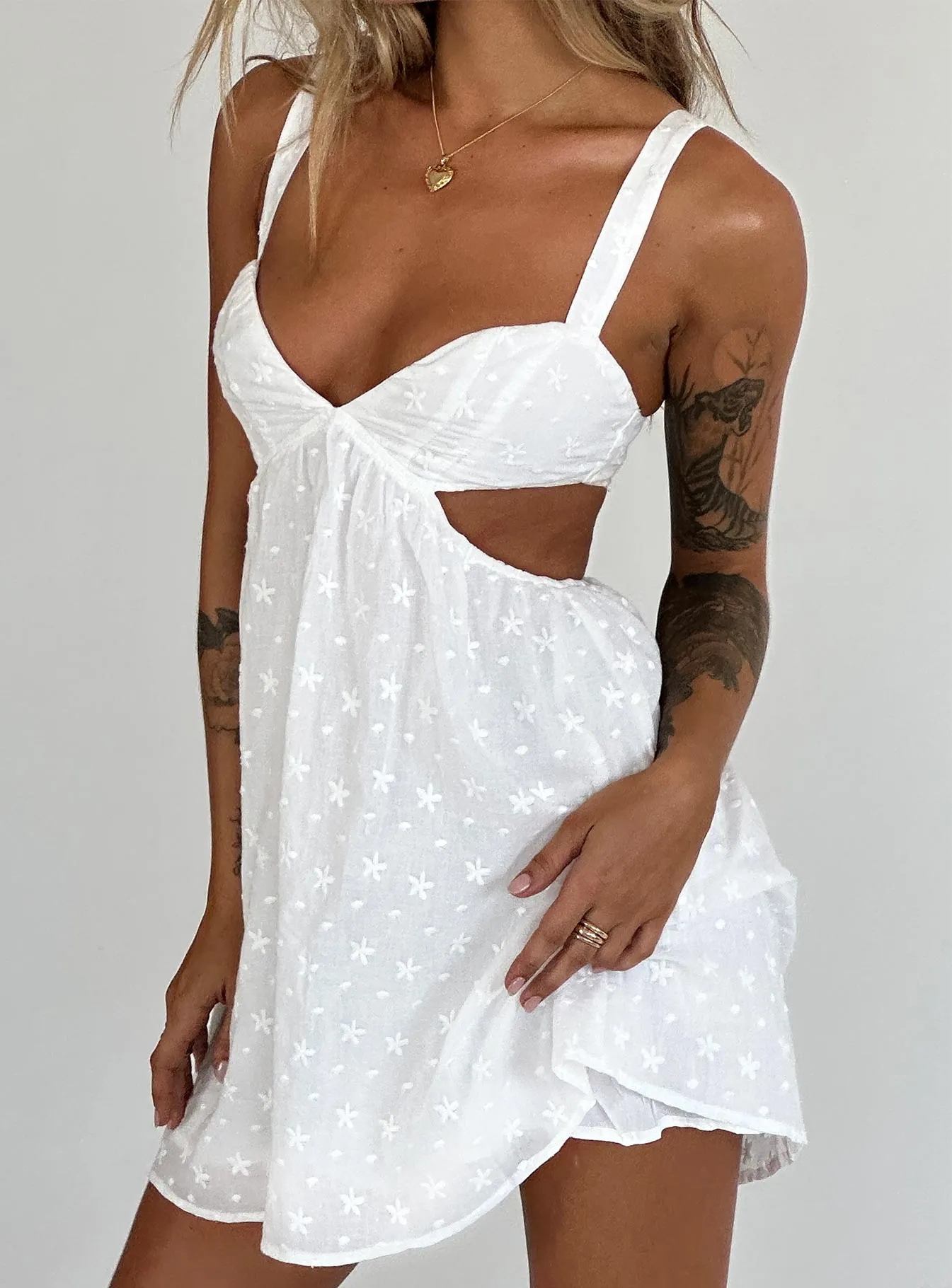 Khalia Mini Dress White Fashionable Touch