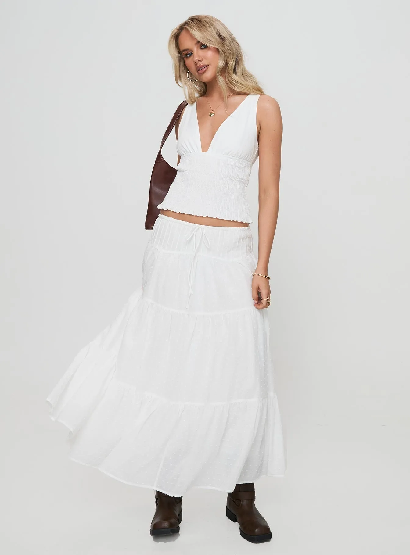 Cherry On Top Maxi Skirt White City Mood