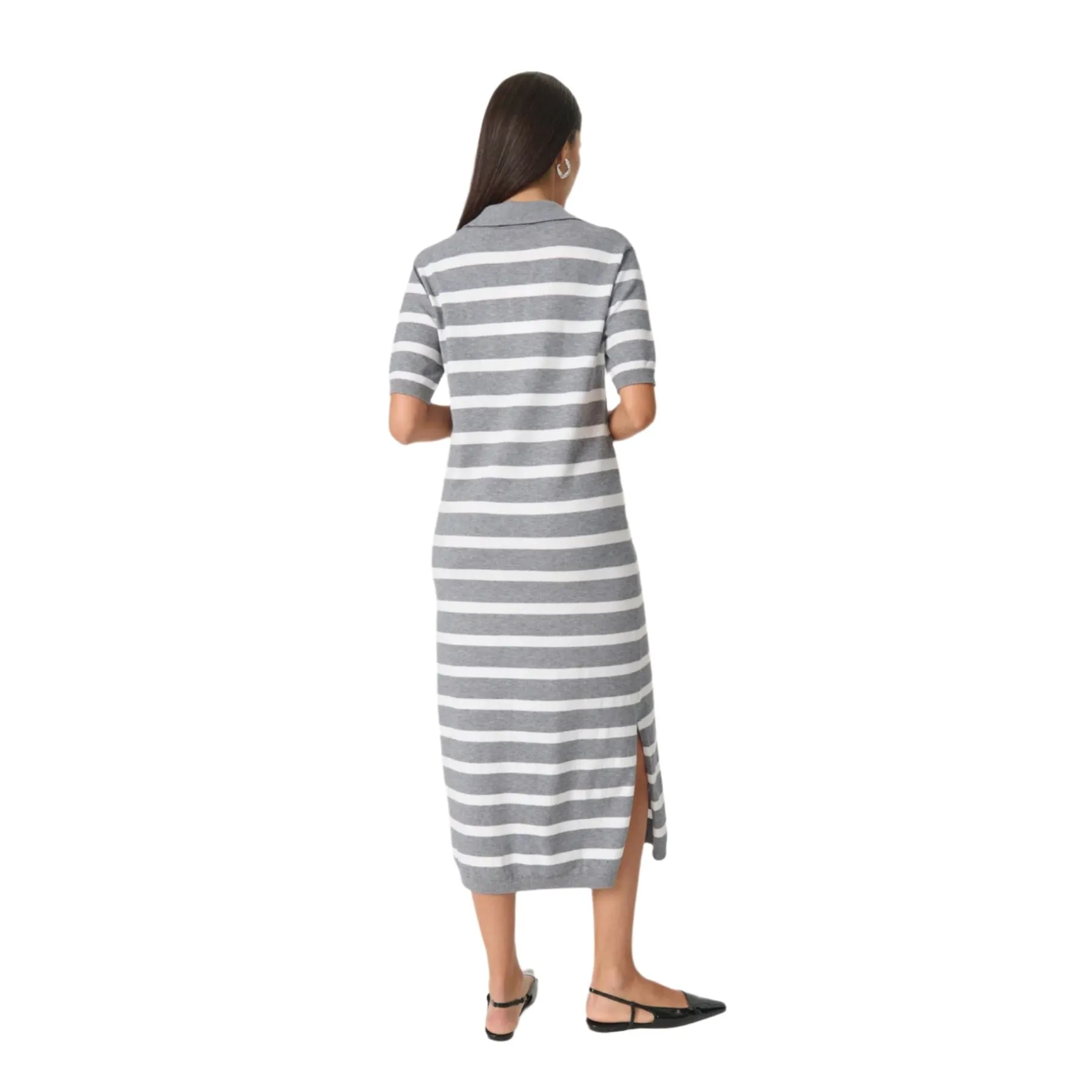 Soaked Womens Dress Spina Striped Polo Grey Melange With Broken White Weekend Bold consumer preference