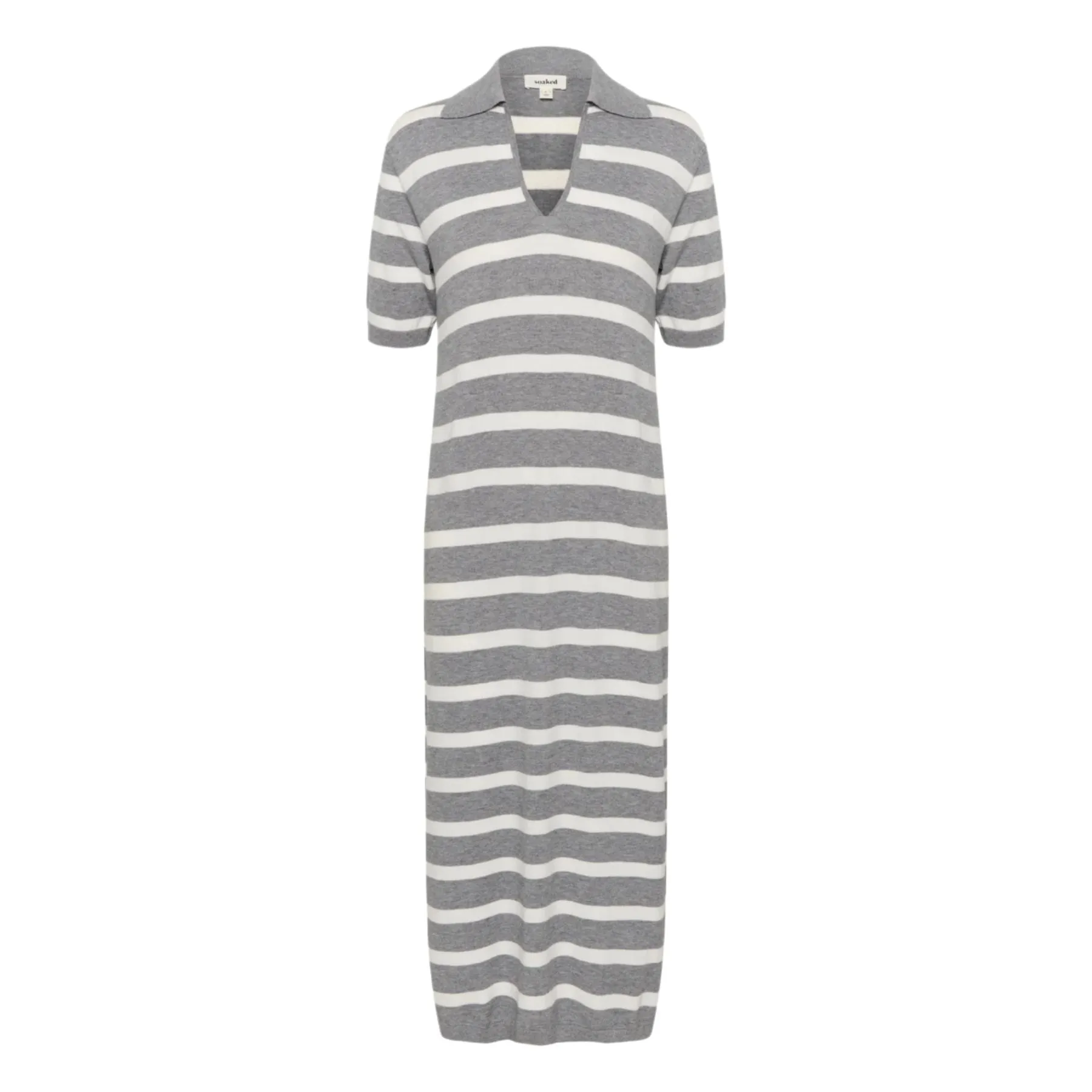 Soaked Womens Dress Spina Striped Polo Grey Melange With Broken White Unique
