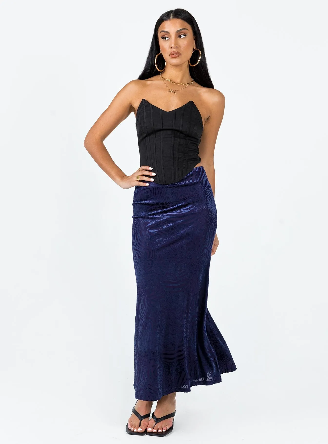 Braxton Maxi Skirt Blue Slim Fit Band