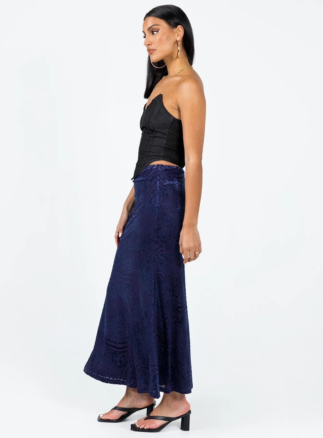 Braxton Maxi Skirt Blue Cashmere Touch