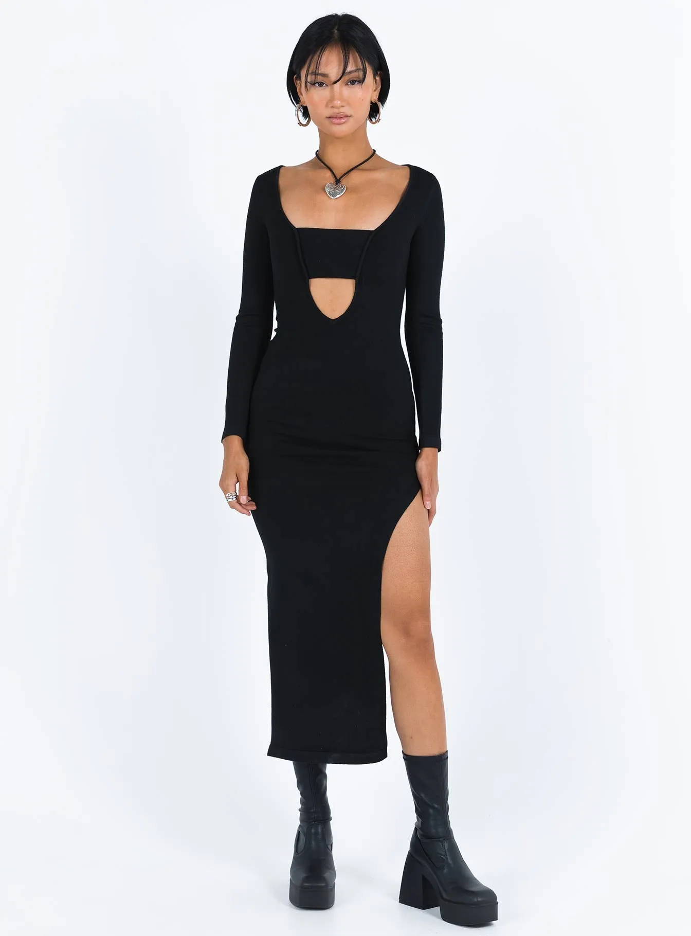 Trendy Wearable Marple Cut Out Maxi Dress Black