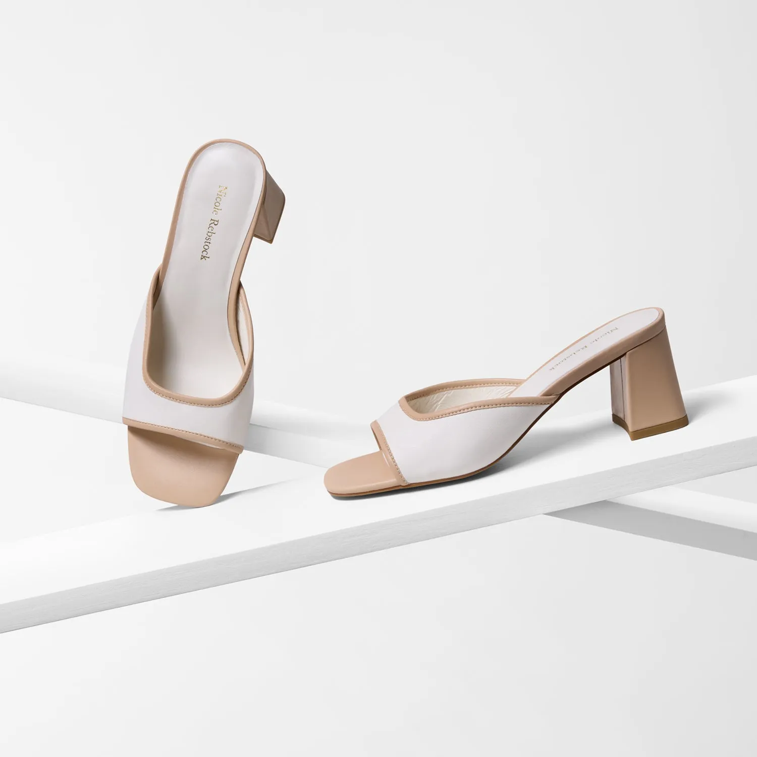 Comfort Technology Connie Sandal Heel | Cream/Nude Leather