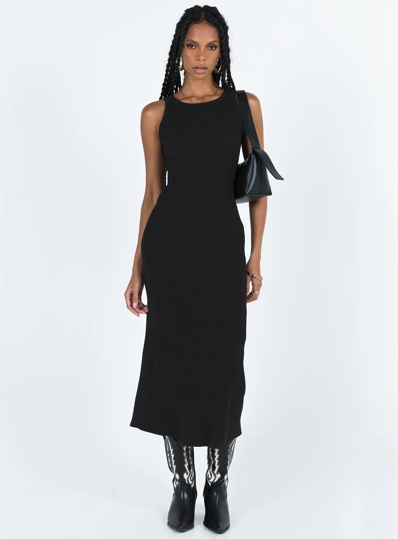 Thalma Midi Dress Black Seamless-Look