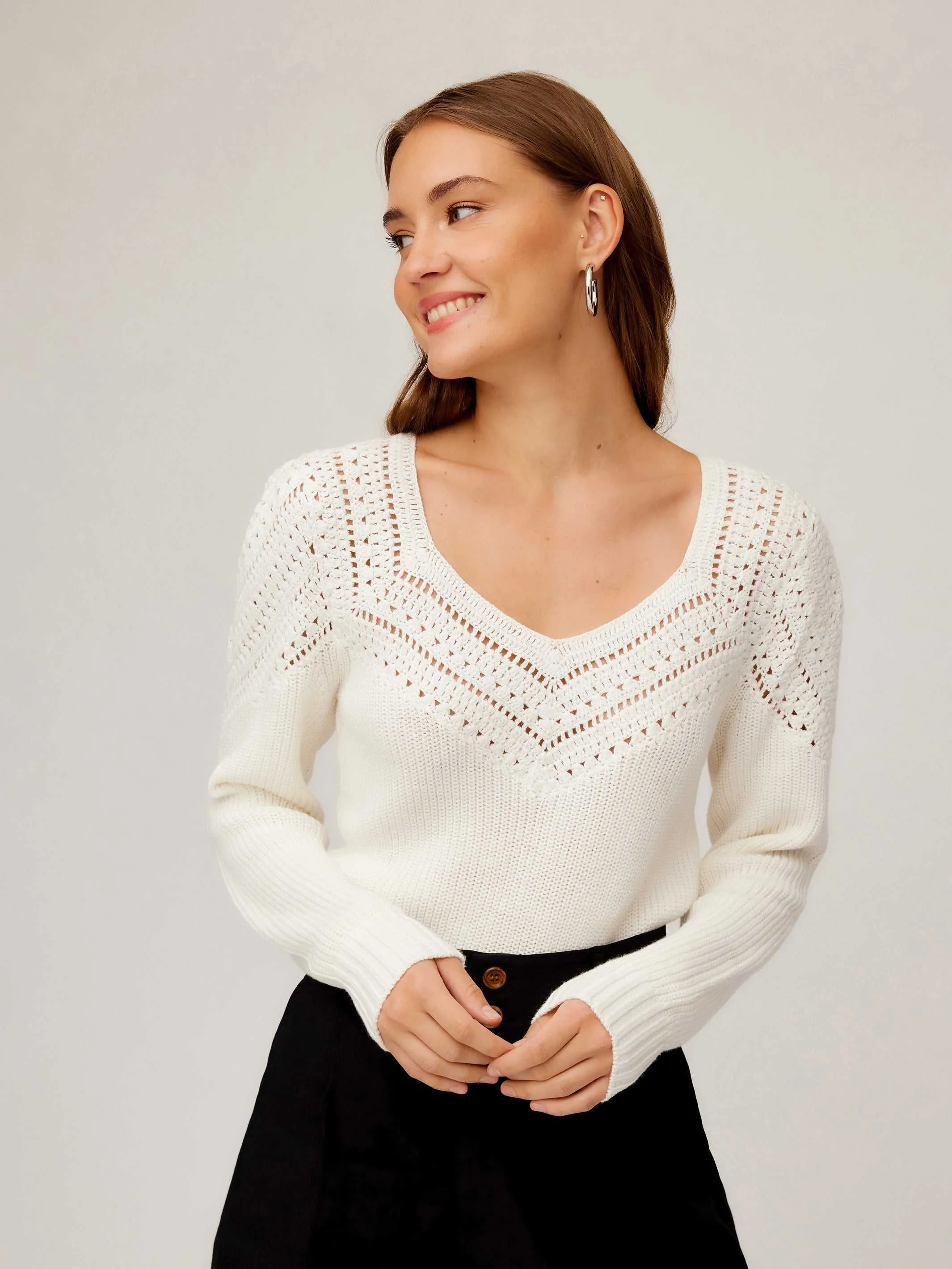 Lola Crochet Sweater Home Casual Outfit Midweight Feel