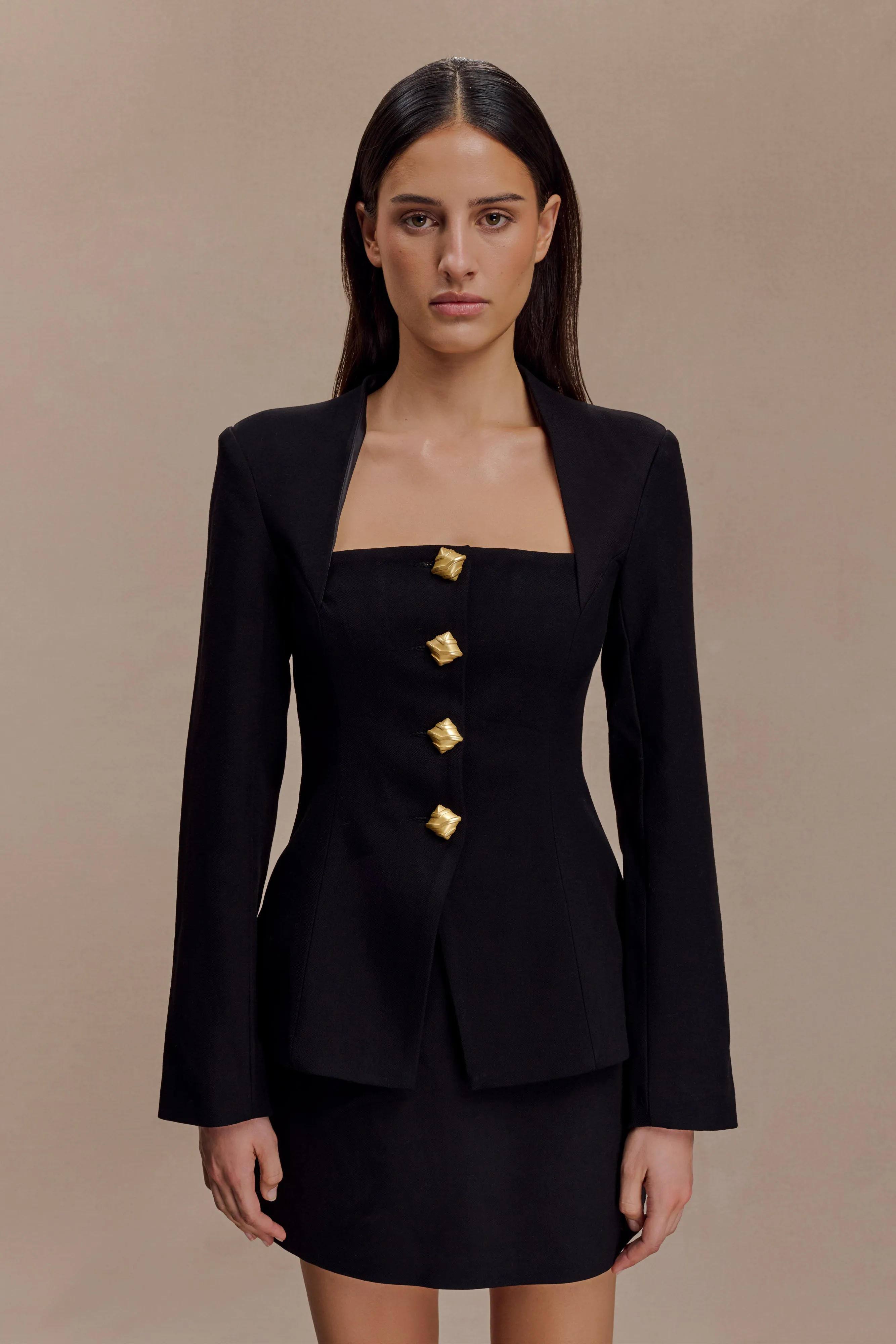 Christel Suiting Fitted Blazer - Black MoistureWickingInterior