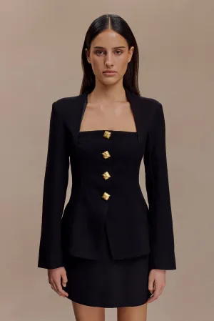 Christel Suiting Fitted Blazer - Black MoistureWickingInterior