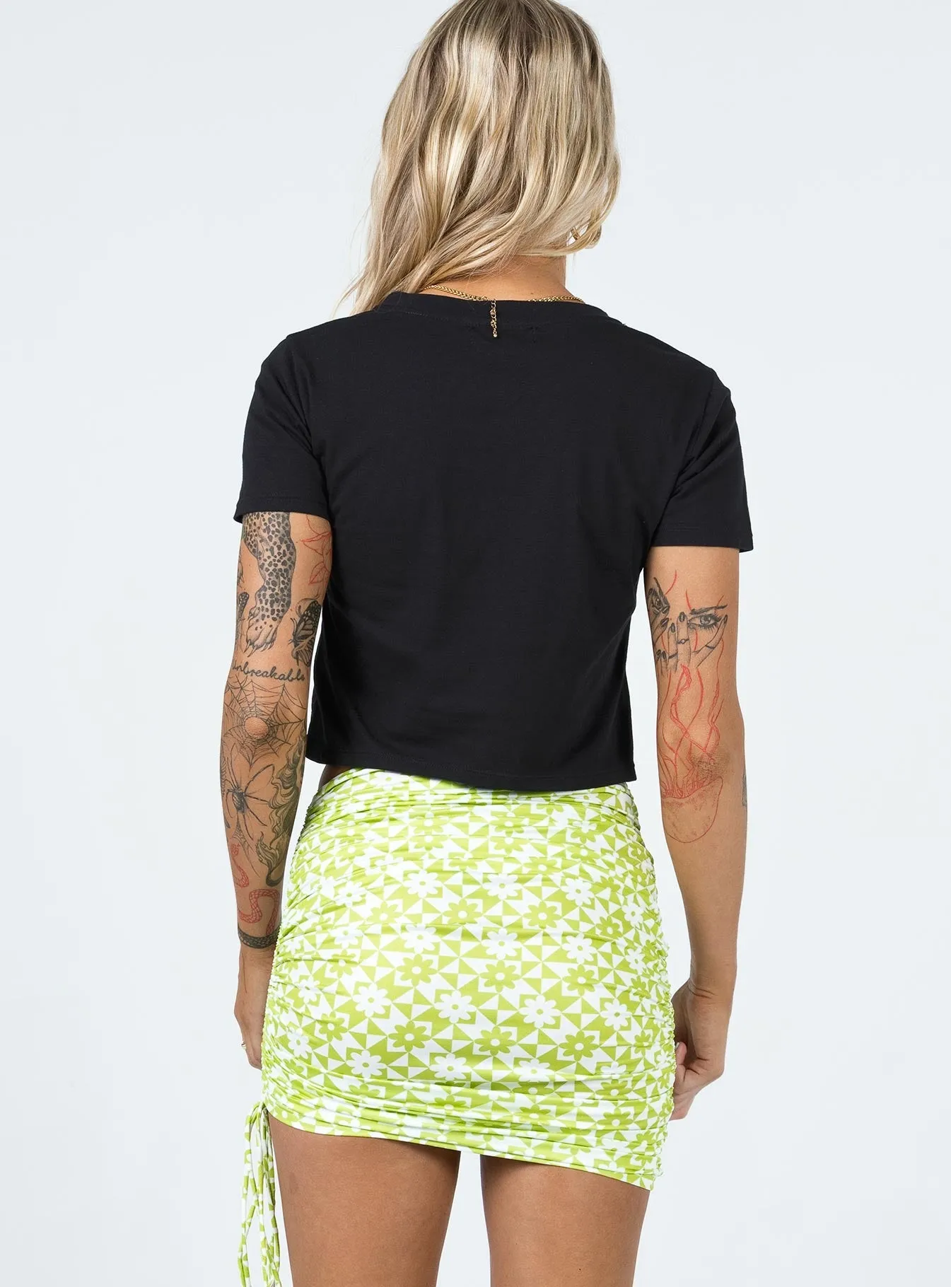 Cinzia Mini Skirt Green Clean Finish Draped Silhouette