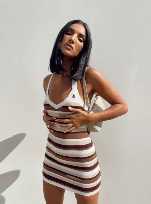 Warm Season Flare Hem Ciro Mini Dress Brown