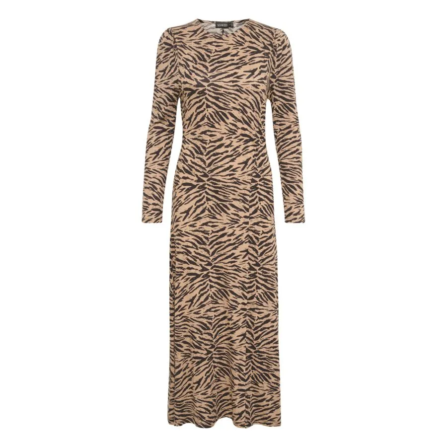 loop accents Soaked Womens Hanadi Printed Dress LS Kelp Animal