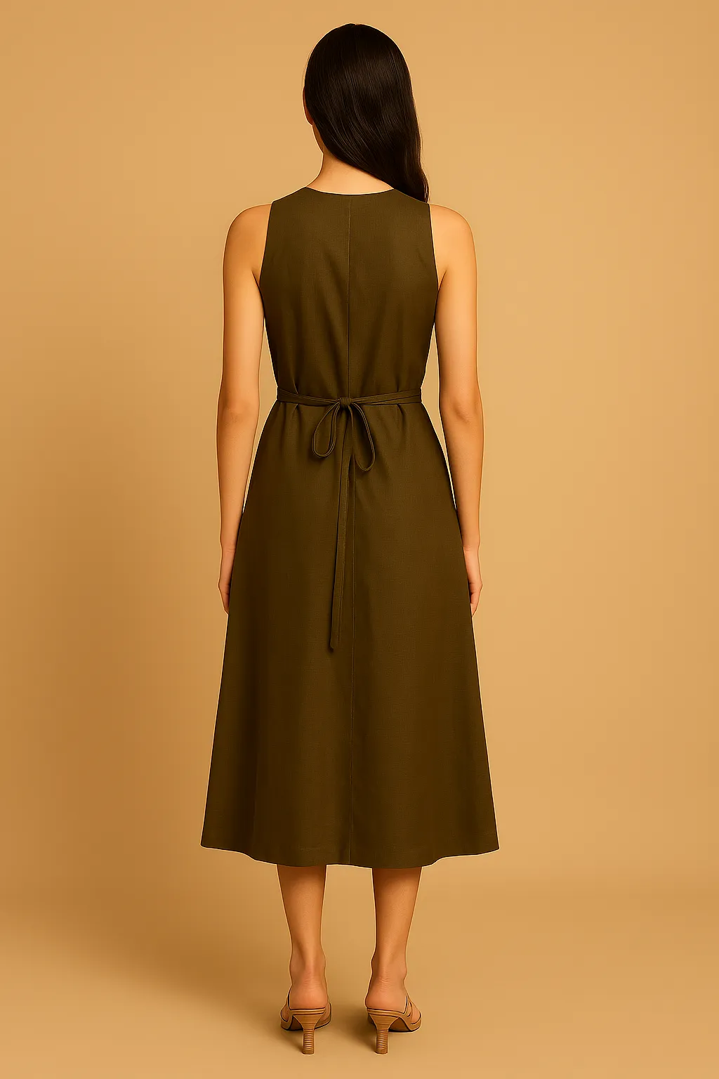 Fashionable Touch Breathable Style Iris Button Down Olive Dress