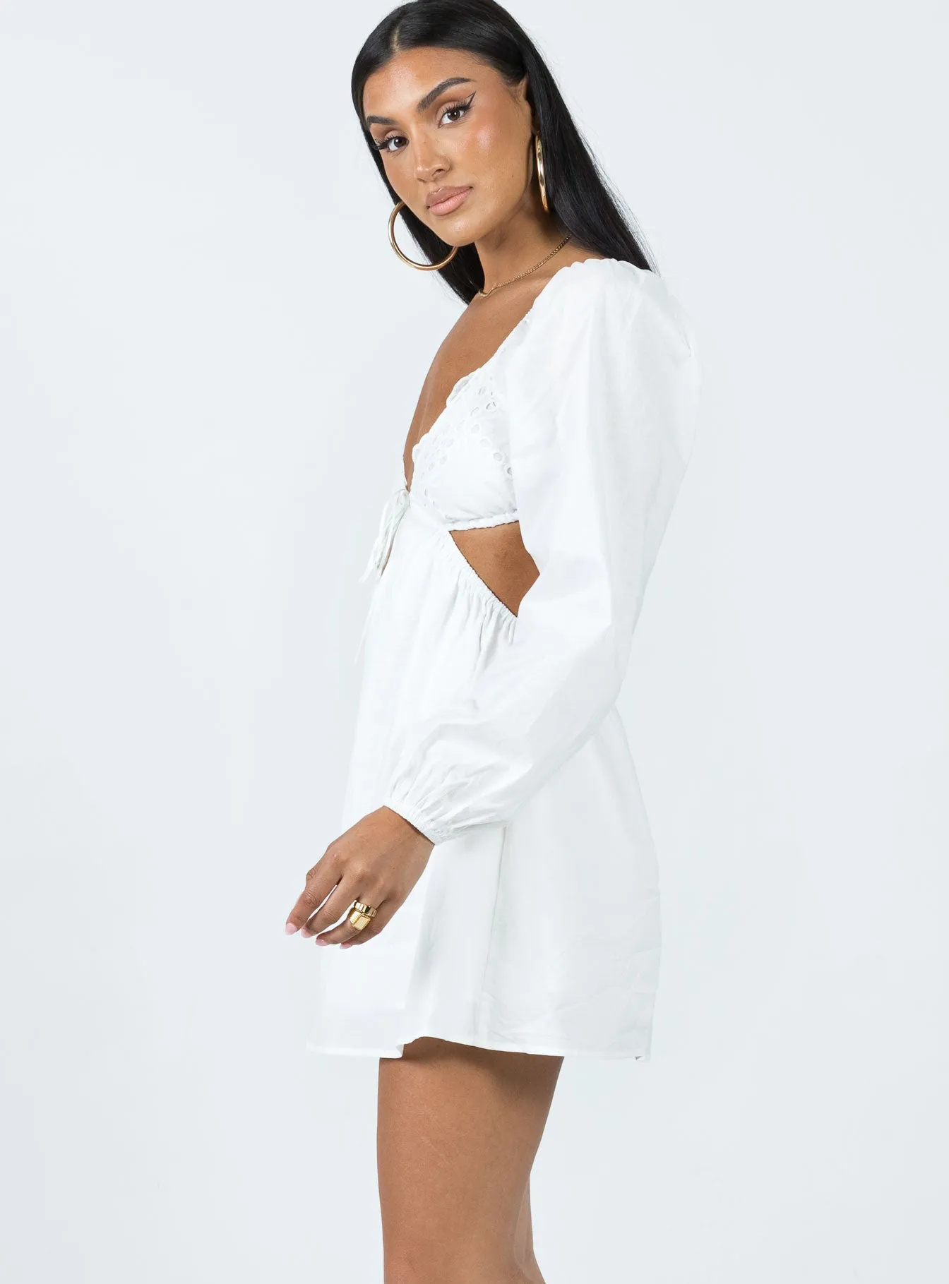 Elizer Long Sleeve Mini Dress White Body Positive
