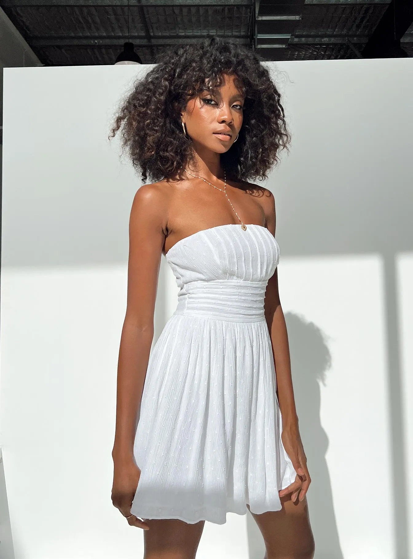 Silva Strapless Mini Dress White Cool Motion Stylish party wear