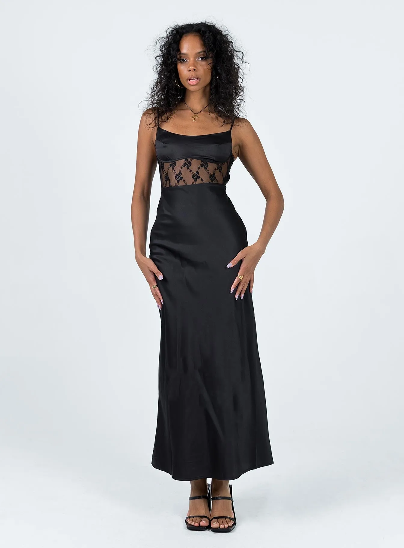 Maybelle Maxi Dress Black Gloss Accent